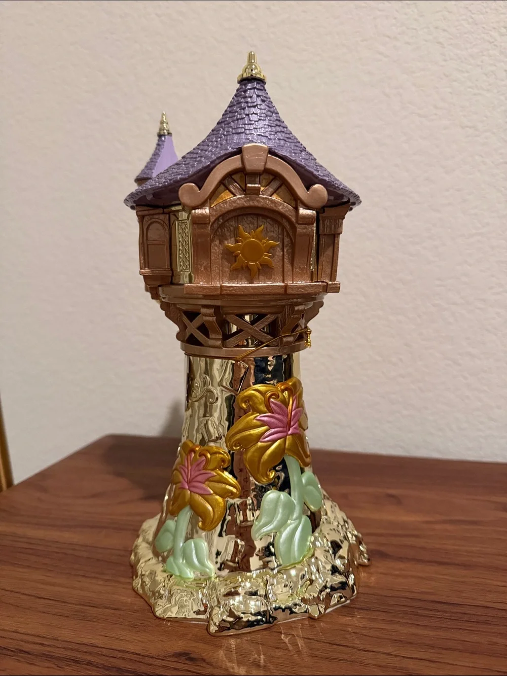 Bath & Body Works Rapunzel Gold Floral Tower Candle Holder with Purple Roof
